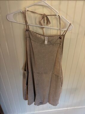 Zenana Outfitters Taupe Linen-Blend Romper